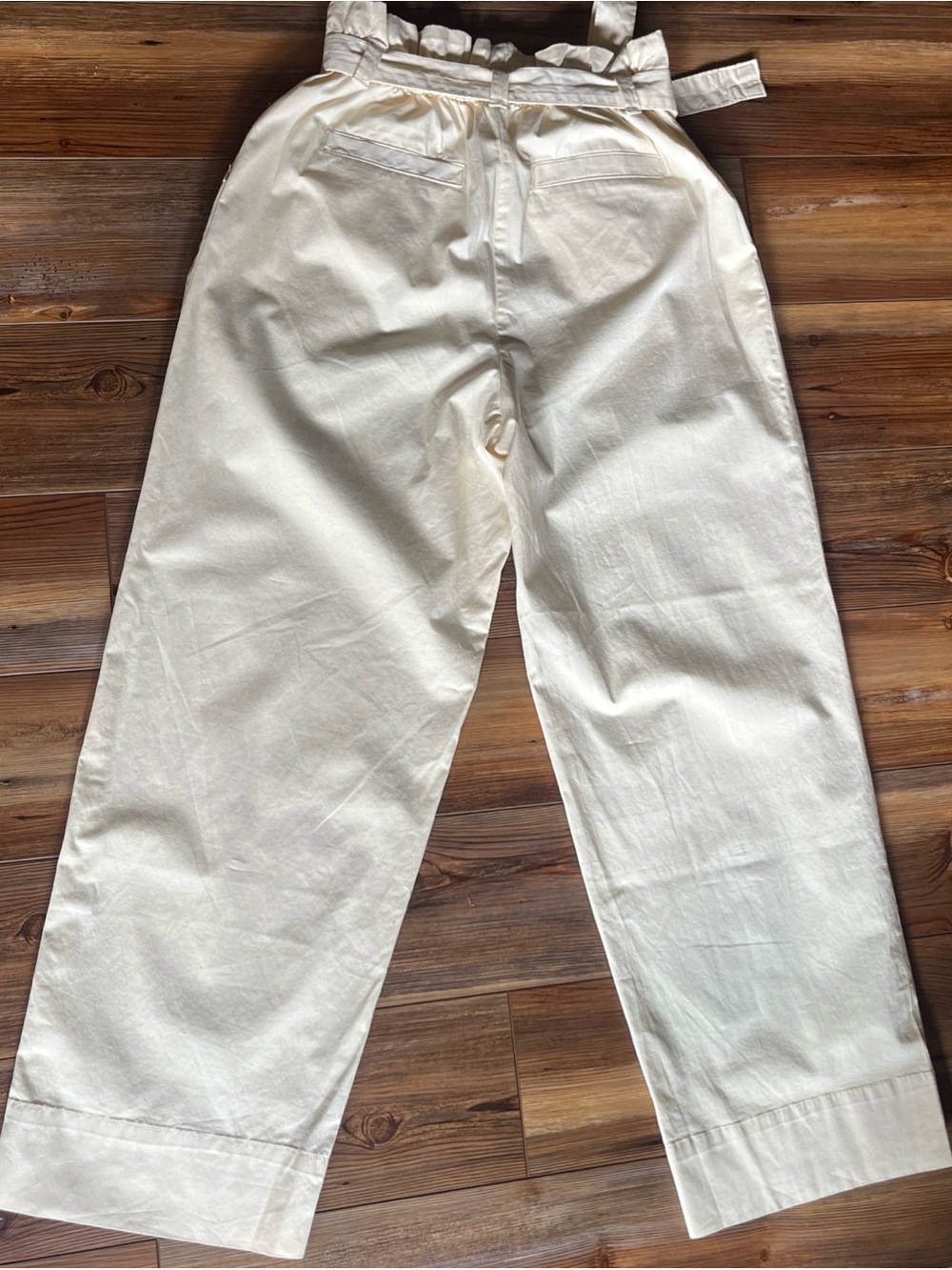 Everlane Cream Paperbag Waist Trousers with Tie Belt - Picture 4 of 10